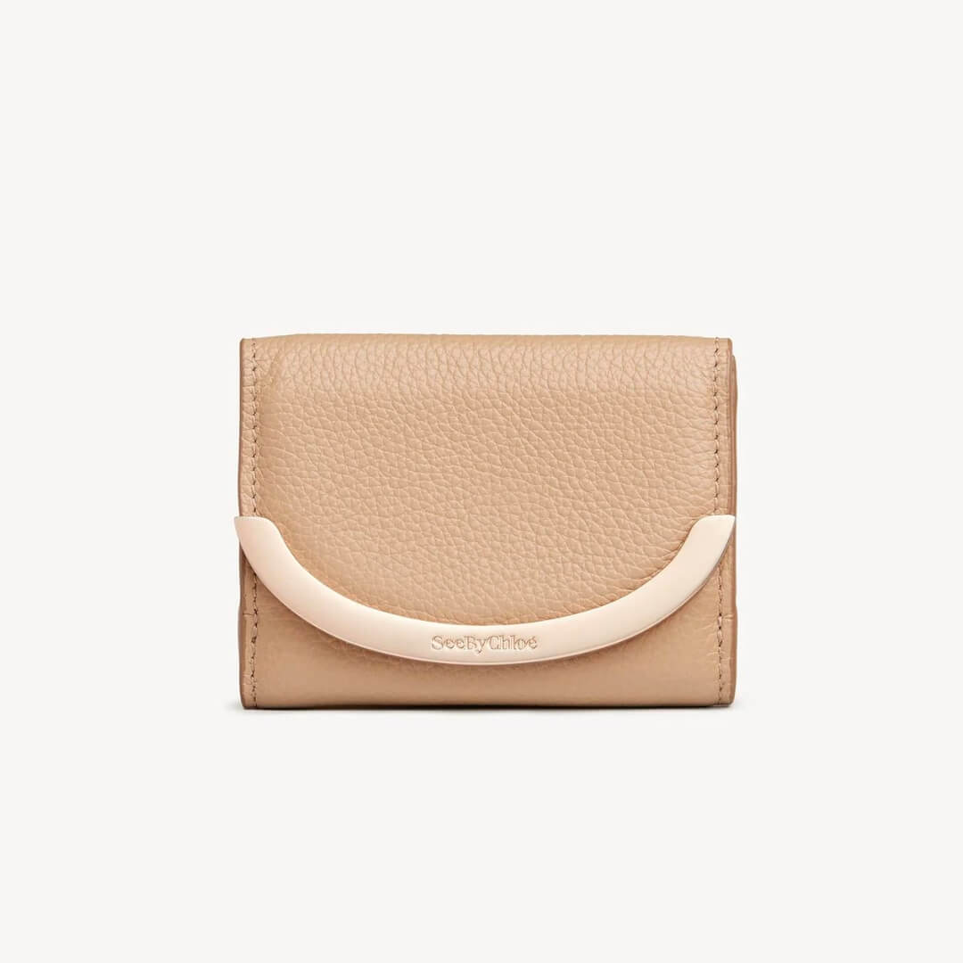 Mini Lizzie Trifold Wallet - Cement Beige