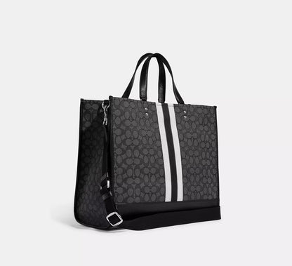 Dempsey Tote 40 in Signature Jacquard With Stripe And Coach Patch