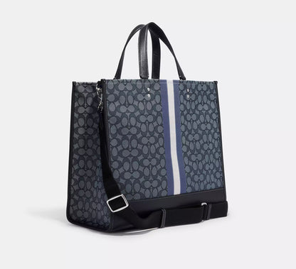 Dempsey Tote 40 in Signature Jacquard With Stripe And Coach Patch